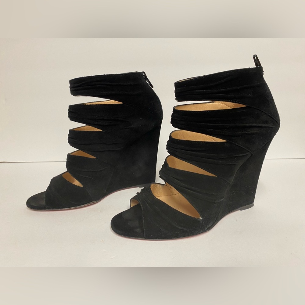 Christian Louboutin Developpa Suede Wedge Pumps H… - image 3